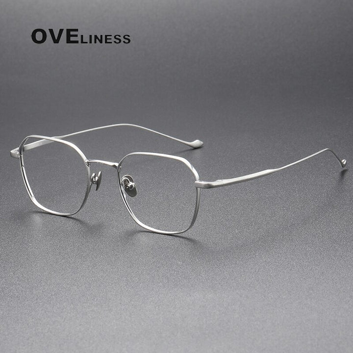 Oveliness Unisex Full Rim Square Titanium Eyeglasses Chordg Full Rim Oveliness silver  