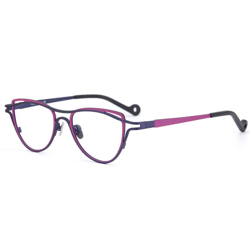 Muzz Women's Full Rim Square Cat Eye Titanium Frame Eyeglasses T7758 Full Rim Muzz   