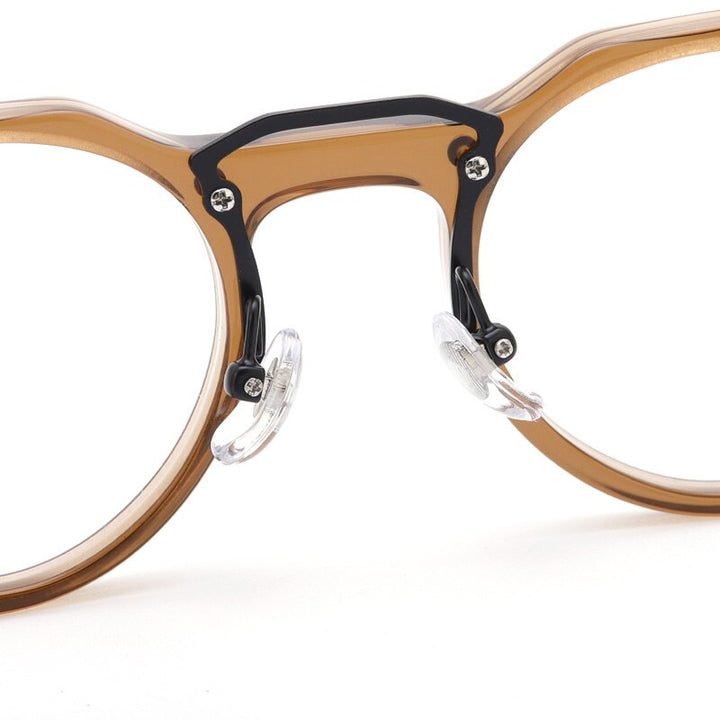 Muzz Unisex Full Rim Round Acetate Frame Double Bridge Eyeglasses 56008 Full Rim Muzz   