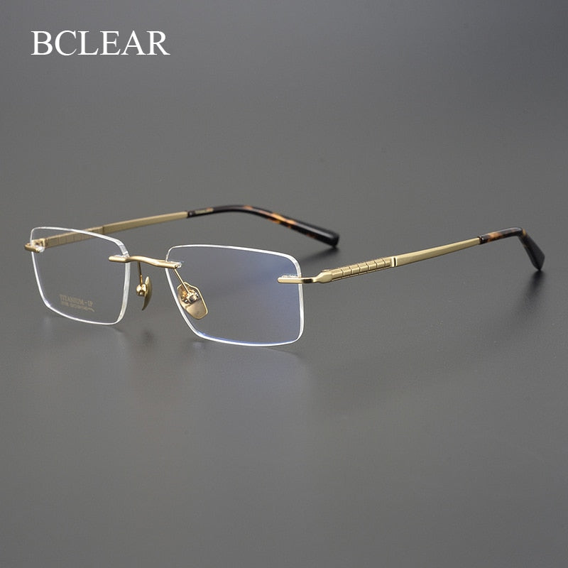 Bclear Men's Rimless Square Titanium Eyeglasses Mys91106 Rimless Bclear   