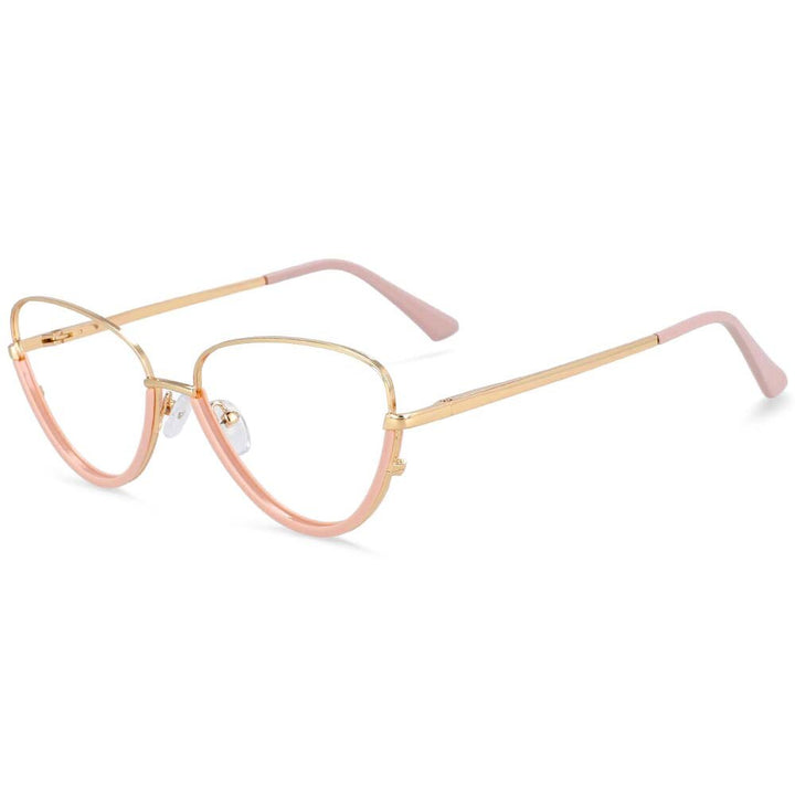 CCSpace Women's Semi Rim Cat Eye Tr 90 Titanium Frame Eyeglasses 54230 Semi Rim CCspace Pink  
