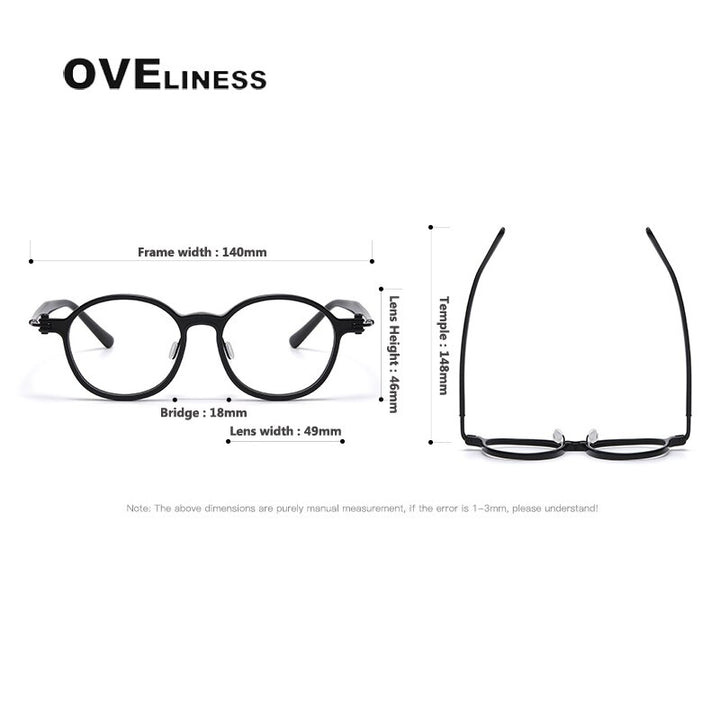 Oveliness Unisex Full Rim Round Square Acetate Titanium Eyeglasses 5883 Full Rim Oveliness   