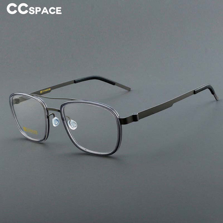 CCSpace Unisex Full Rim Square Double Bridge Acetate Titanium Eyeglasses 55024 Full Rim CCspace   
