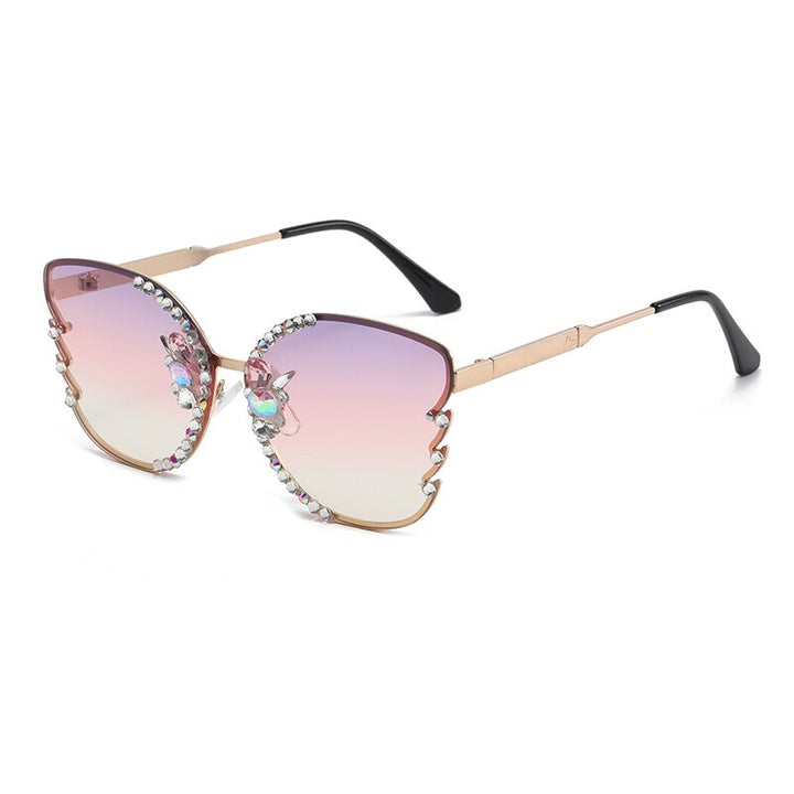 Ettatend Women's Sunglasses Cat Eye Gradient 6666q Sunglasses Ettatend purple Gold 