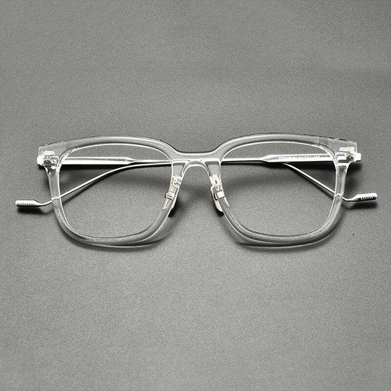 Gatenac Unisex Full Rim Square Titanium Acetate Eyeglasses Gxyj860 Full Rim Gatenac Transparent  