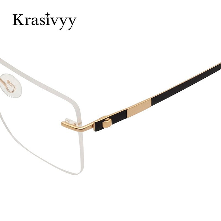 Krasivyy Men's Rimless Square Screwless Titanium Eyeglasses Kr5015 Rimless Krasivyy   