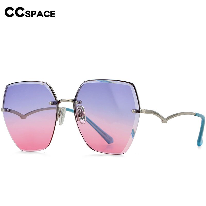 CCspace Women's Rimless Irregular Oval Alloy Frame Sunglasses 54591 Sunglasses CCspace Sunglasses   