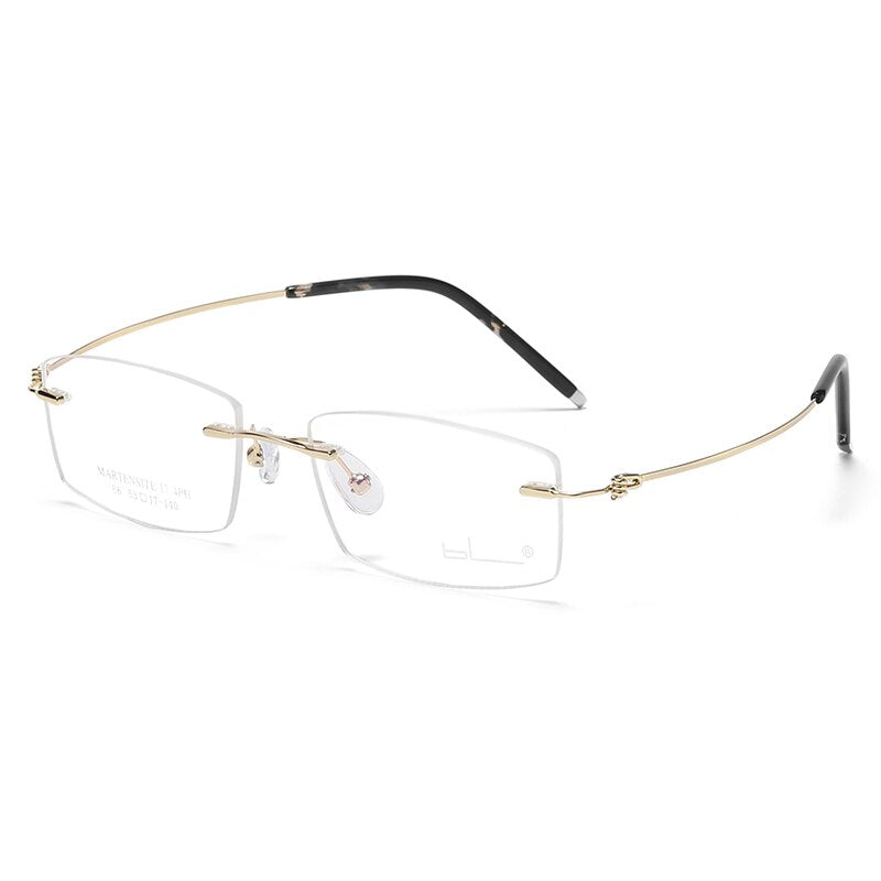 Zirosat Men's Rimless Square Titanium Alloy Eyeglasses 8581 Rimless Zirosat golden  