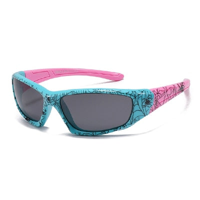 Ralferty Unisex Children's Full Rim Rectangle Acetate Polarized Sunglasses M805 Sunglasses Ralferty C27 LakeBlue-Pink China As picture