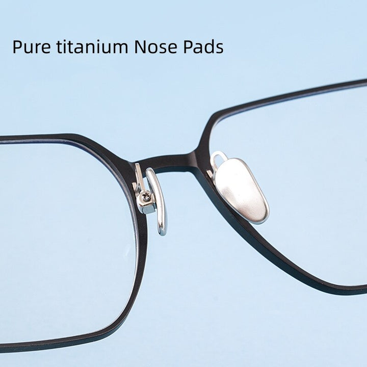 KatKani Unisex Full Rim Irregular Square Aluminum Magnesium Titanium Eyeglasses L5083m Full Rim KatKani Eyeglasses   