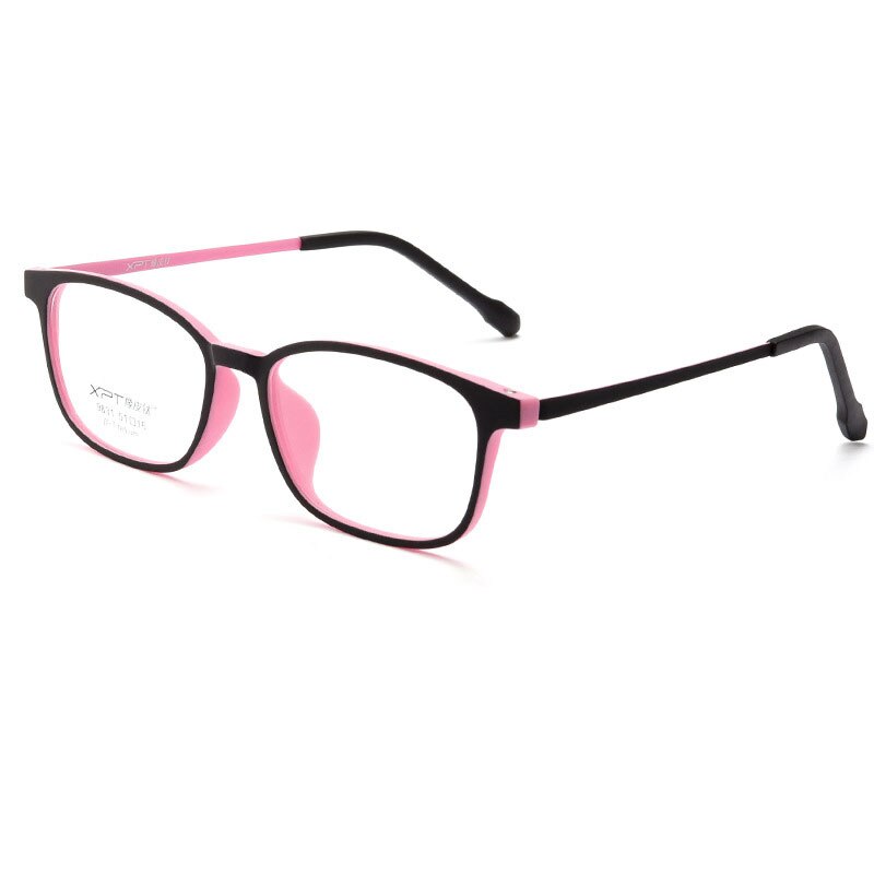 KatKani Unisex Full Rim Small Square Rubber Tr 90 Titanium Eyeglasses 9831xp Full Rim KatKani Eyeglasses Black Pink  