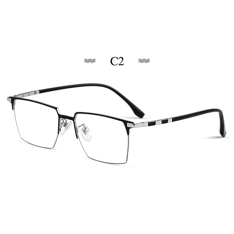 Hotochki Men's Full Rim Square Tr 90 Titanium Frame Eyeglasses T8632t Full Rim Hotochki C2  