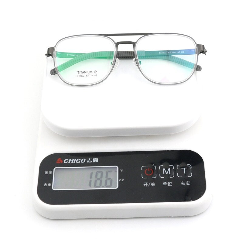 Hdcrafter Unisex Full Rim Square Double Bridge Titanium Eyeglasses 2202 Full Rim Hdcrafter Eyeglasses   