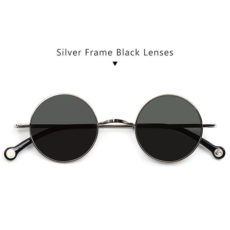 Hdcrafter Unisex Full Rim Round Alloy Polarized Sunglasses Ps7087s Sunglasses HdCrafter Sunglasses Silver-Black  