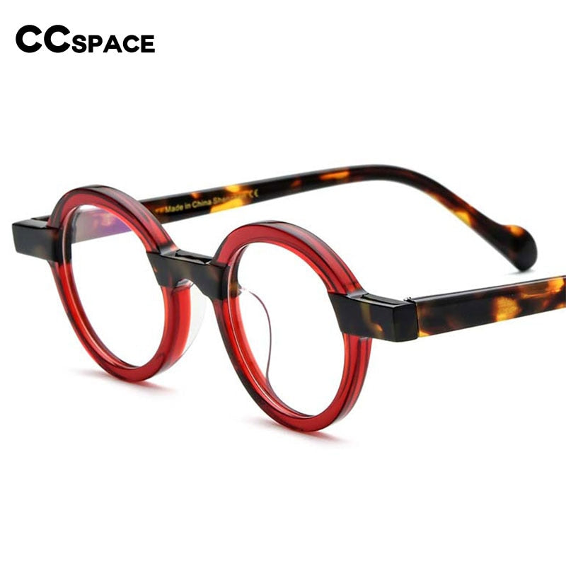 CCSpace Unisex Full Rim Round Acetate Eyeglasses 55101 Full Rim CCspace   