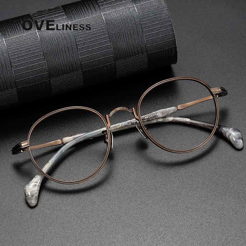 Oveliness Unisex Full Rim Round Titanium Eyeglasses 80862 Full Rim Oveliness   