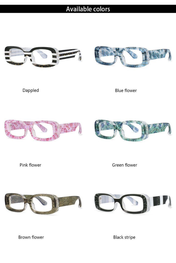 CCSpace Unisex Full Rim Rectangle Resin Frame Punk Eyeglasses 54430 Full Rim CCspace   