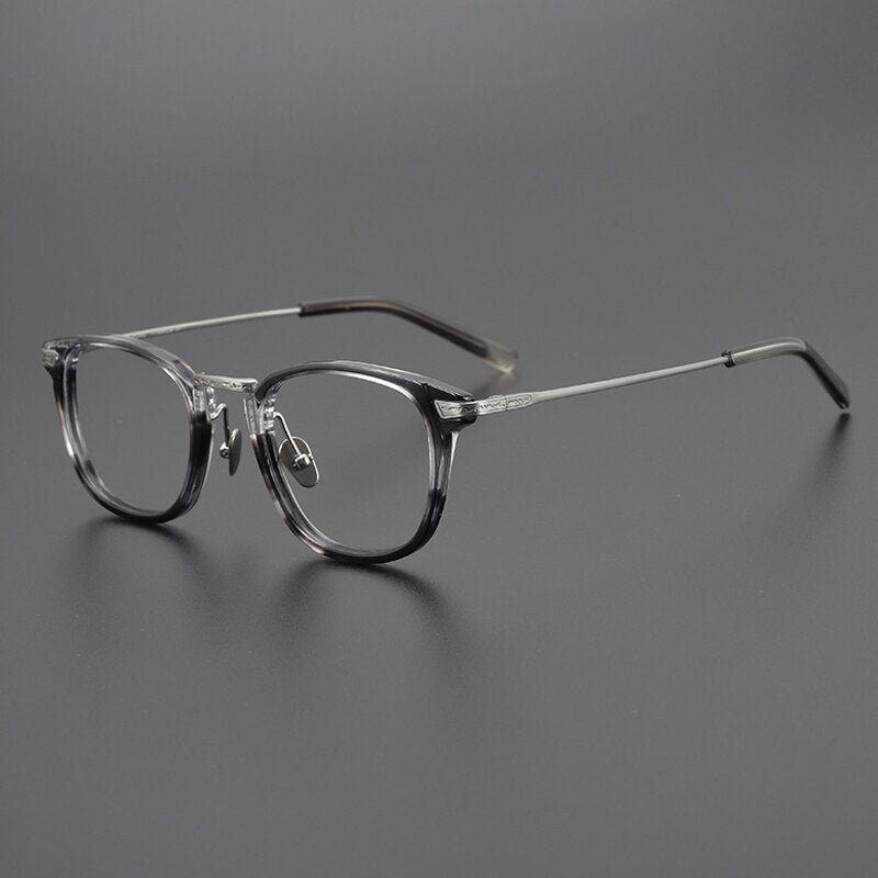 Gatenac Unisex Full Rim Square Tr 90 Titanium Eyeglasses Gxyj966 Full Rim Gatenac Gray Stripes  
