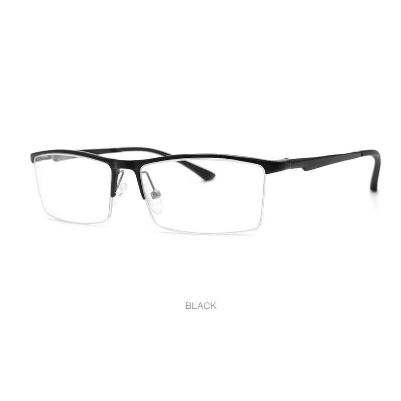 Hdcrafter Men's Semi Rim Square Aluminum Magnesium Eyeglasses 8826 Semi Rim Hdcrafter Eyeglasses Black  