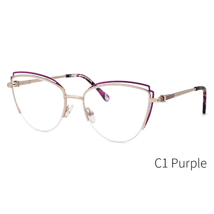 Kansept Women's Full Rim Cat Eye Alloy Eyeglasses Ty48299 Full Rim Kansept C1 Purple CN 