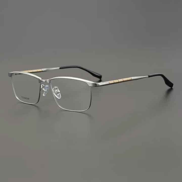 Gatenac Unisex Full Rim Irregular Square Titanium Eyeglasses Gxyj910 Full Rim Gatenac Silver  