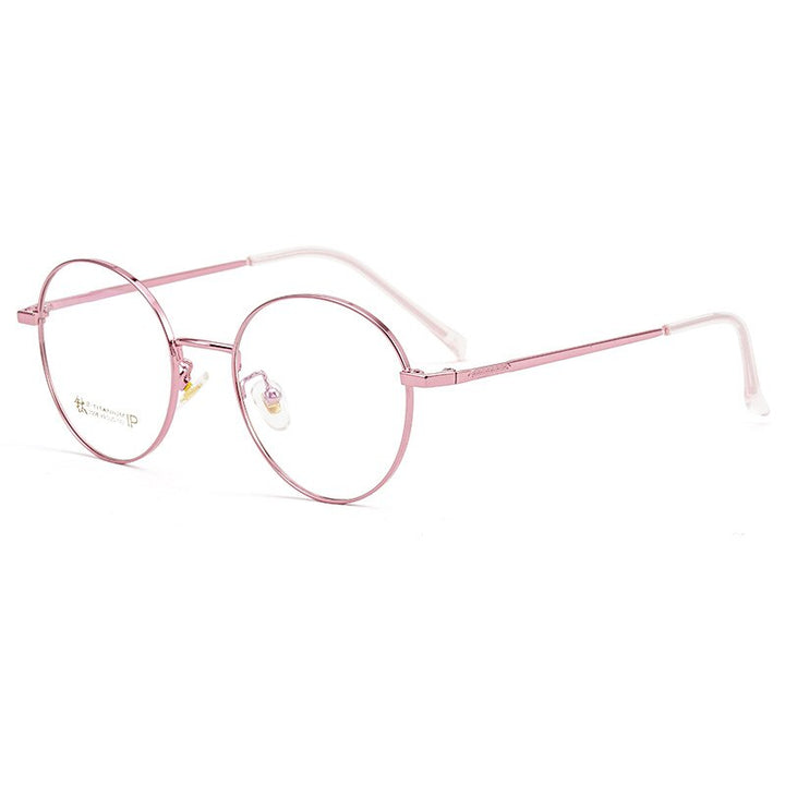 Yimaruili Unisex Full Rim Round Titanium Eyeglasses 2058 Full Rim Yimaruili Eyeglasses Pink  