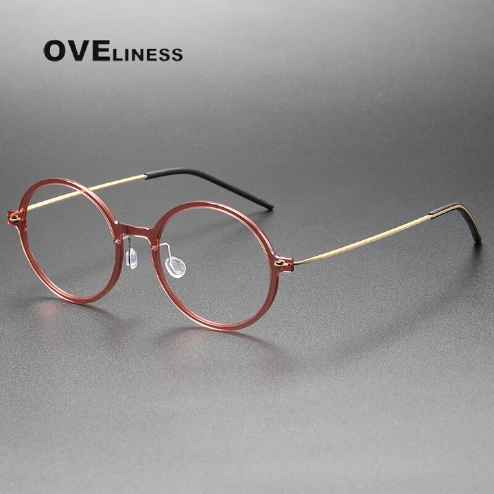 Oveliness Unisex Full Rim Round Screwless Titanium Eyeglasses 6523 Full Rim Oveliness orange  