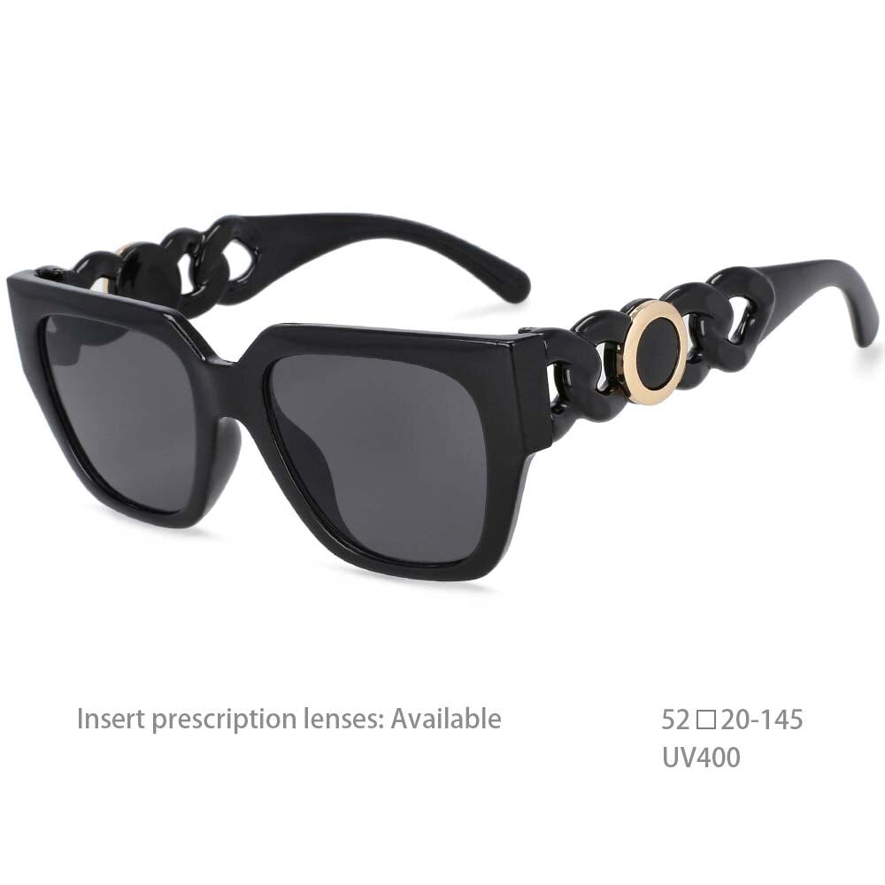 CCSpace Women's Full Rim Oversized Square Resin Frame Sunglasses 54379 Sunglasses CCspace Sunglasses Black China as pictuer