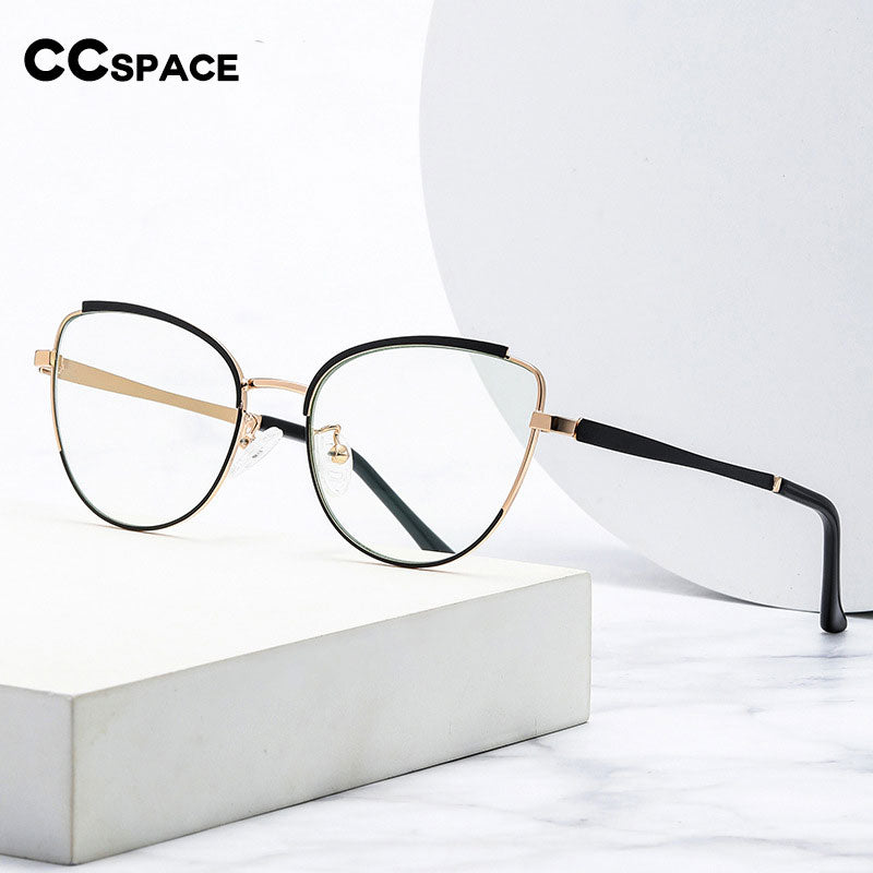 CCSpace Women's Semi Rim Square Cat Eye Alloy Eyeglasses 55606 Semi Rim CCspace   