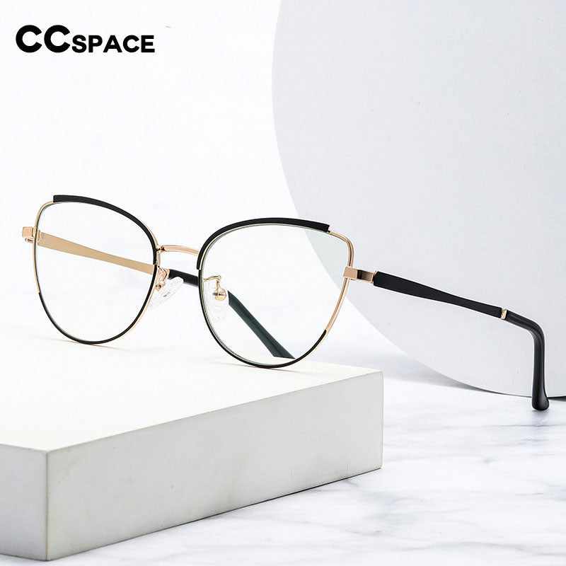 CCspace Women's Semi Rim Square Cat Eye Alloy Eyeglasses 55606 Semi Rim CCspace   