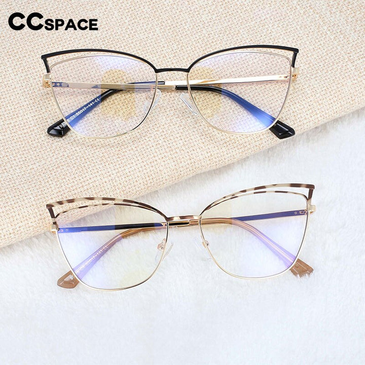 CCSpace Women's Full Rim Square Cat Eye Alloy Frame Eyeglasses 54396 Full Rim CCspace   