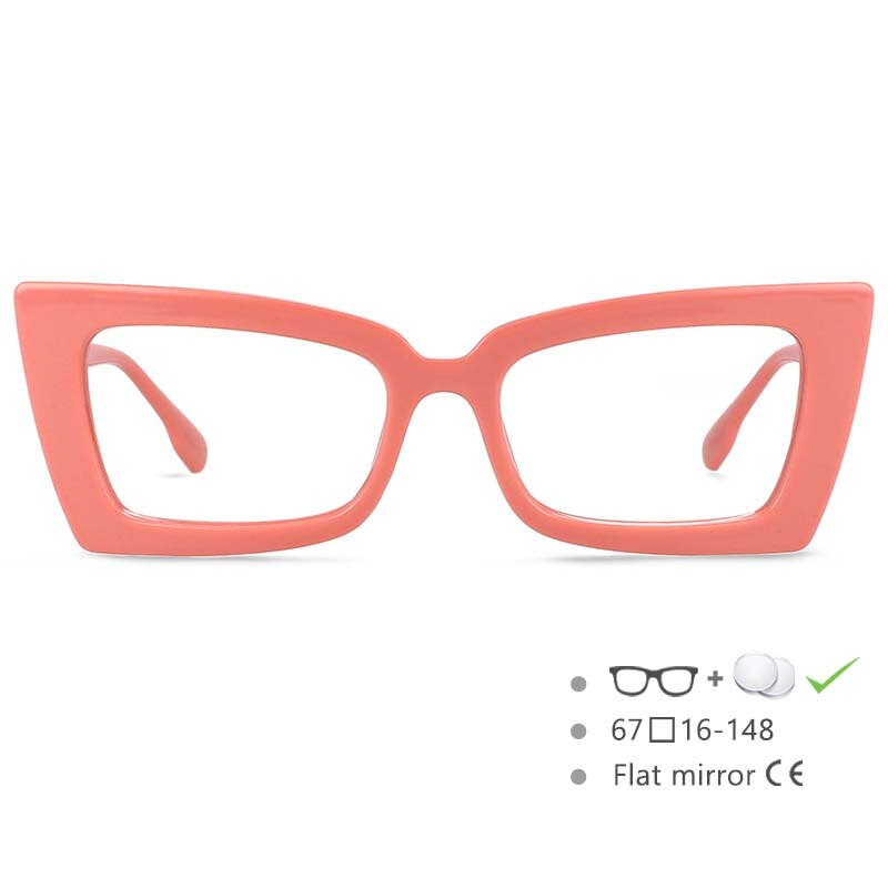 CCSpace Women's Oversized Rectangle Cat Eye Resin Frame Eyeglasses 54536 Frame CCspace Pink China 