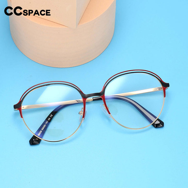 CCspace Women's Full Rim Round Alloy Frame Eyeglasses 54559 Full Rim CCspace   