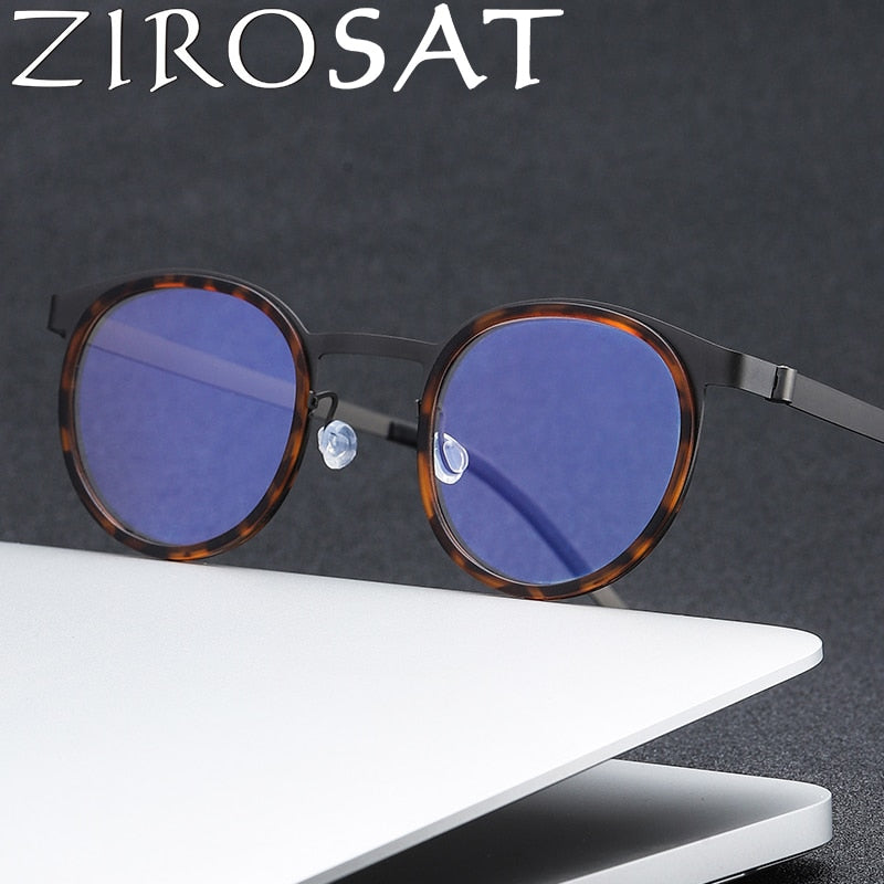 Zirosat Unisex Full Rim Round Titanium Acetate Eyeglasses 9704 Full Rim Zirosat   