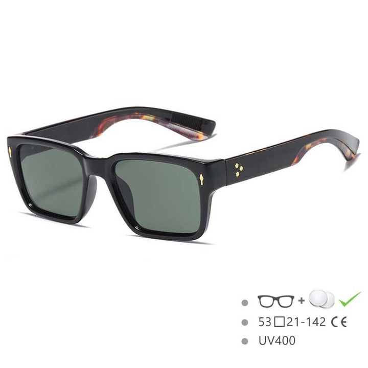CCSpace Men's Full Rim Rectangular Acetate Frame Sunglasses 54568 Sunglasses CCspace Sunglasses Black leopard China 