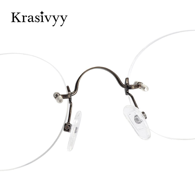 Krasivyy Unisex Rimless Round Titanium Eyeglasses Kr16035a Rimless Krasivyy   