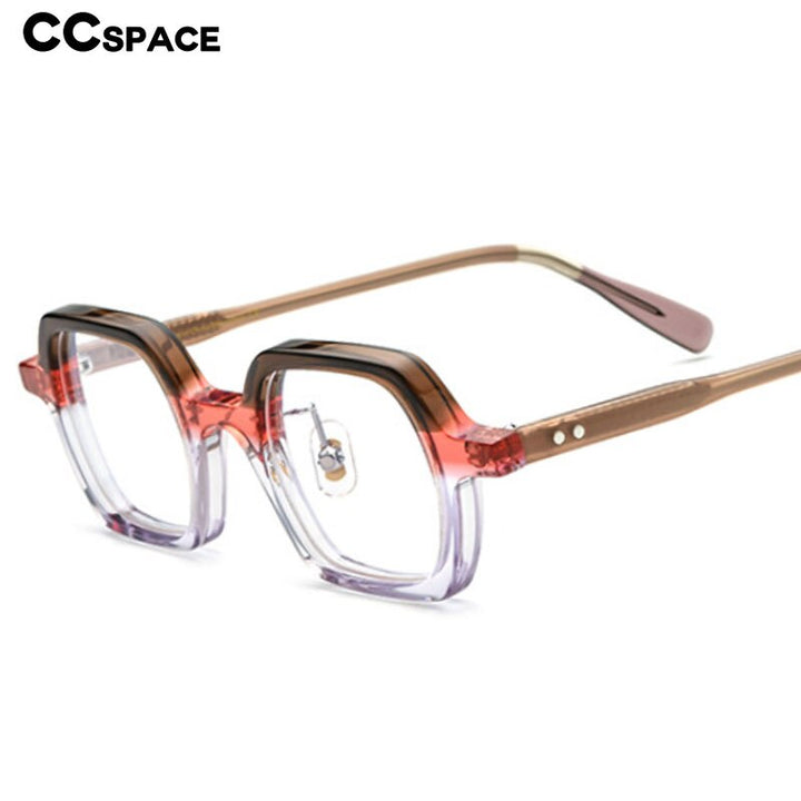 CCspace Unisex Full Rim Small Irregular Square Acetate Eyeglasses 54705 Full Rim CCspace   