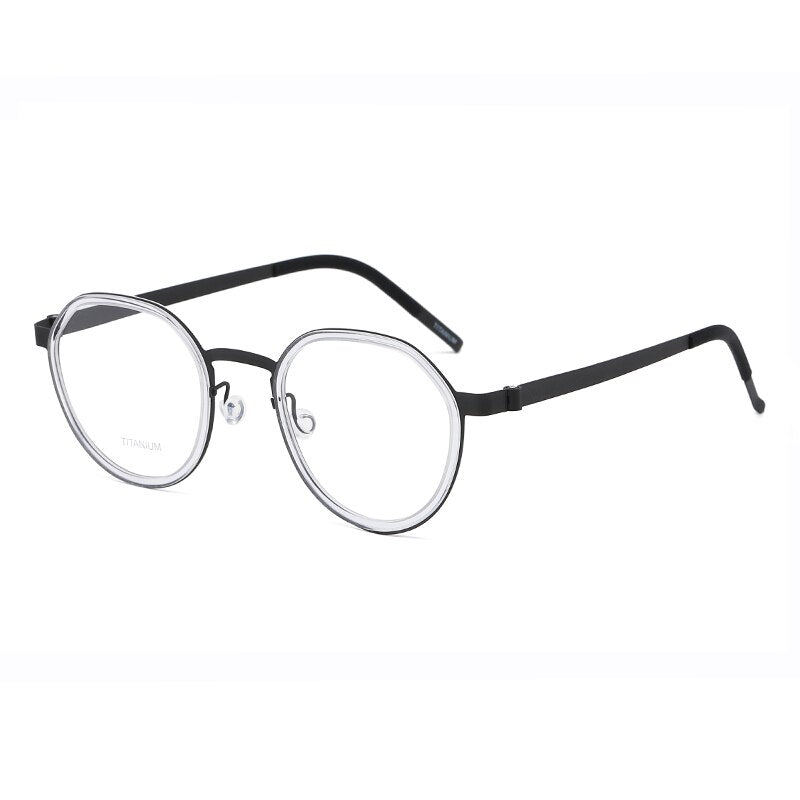 Reven Jate Unisex Full Rim Round Titanium Acetate Eyeglasses 9759 Full Rim Reven Jate transparent  