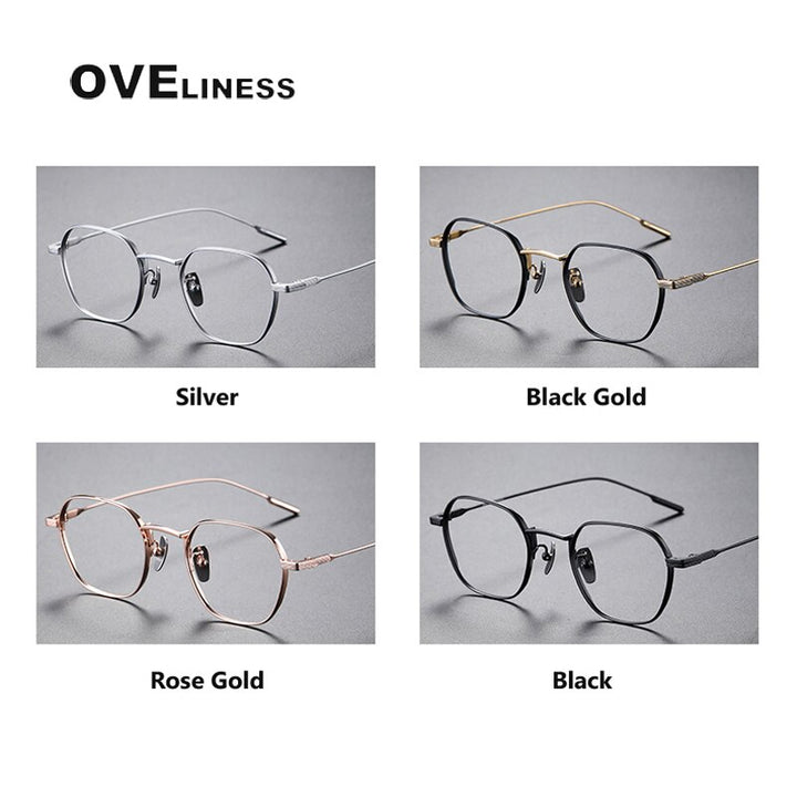 Oveliness Unisex Full Rim Irregular Square Titanium Eyeglasses 80808 Full Rim Oveliness   