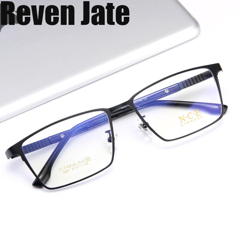Reven Jate Men's Full Rim Square Titanium Eyeglasses 5007 Full Rim Reven Jate   