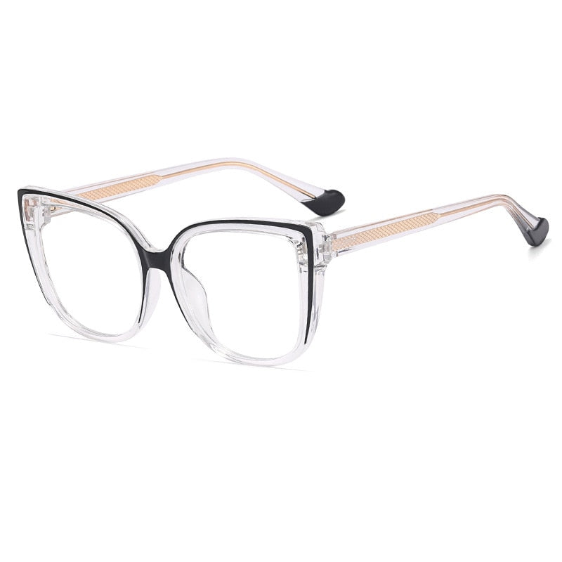 CCSpace Women's Full Rim Square Cat Eye Tr 90 Titanium Eyeglasses 55598 Full Rim CCspace Clear China 