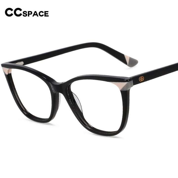 CCspace Unisex Full Rim Small Square Acetate Eyeglasses 55566 Full Rim CCspace   