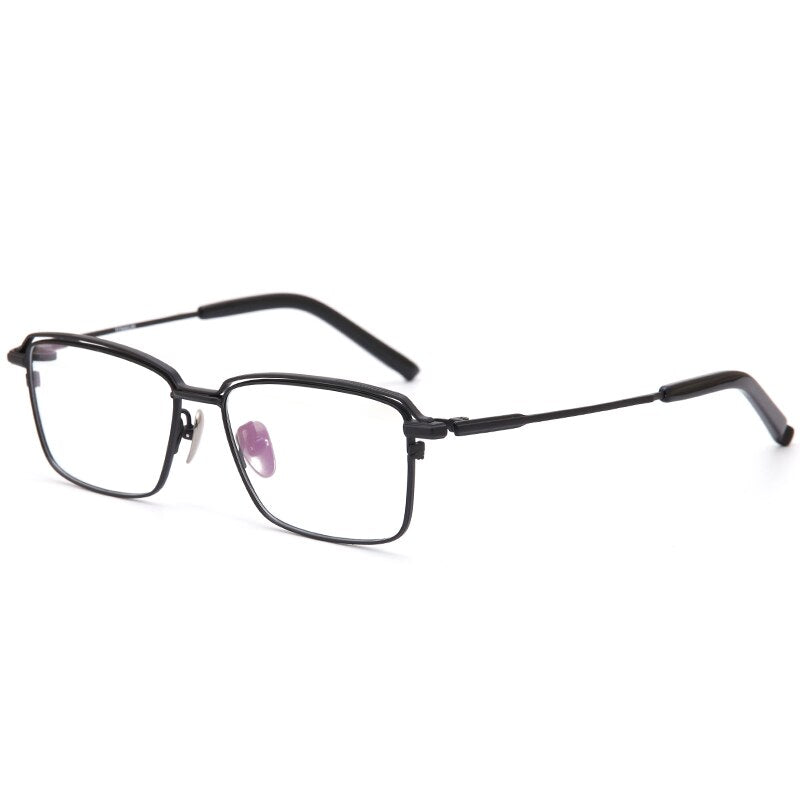 Muzz Unisex Full Rim Square Titanium Eyeglasses T950 Full Rim Muzz Black  