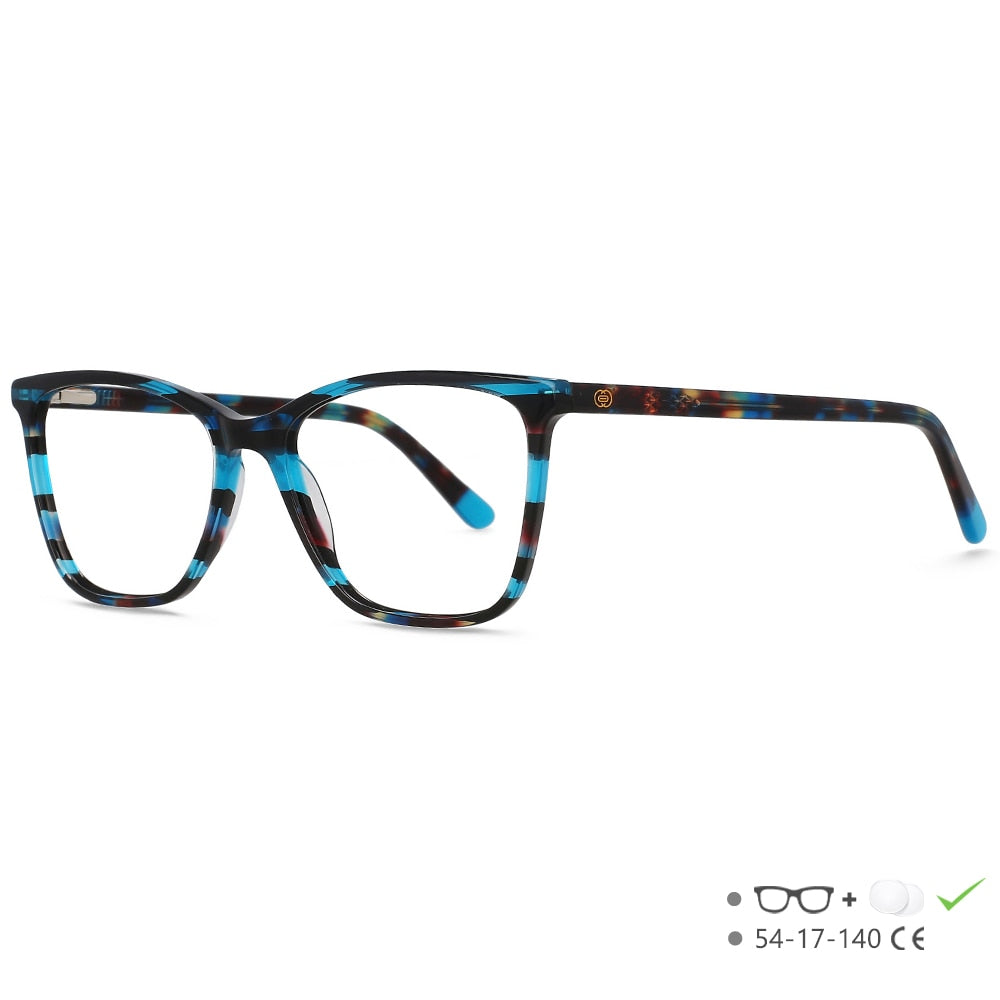 CCspace Unisex Full Rim Square Cat Eye Acetate Eyeglasses 55567 Full Rim CCspace Cyan China 