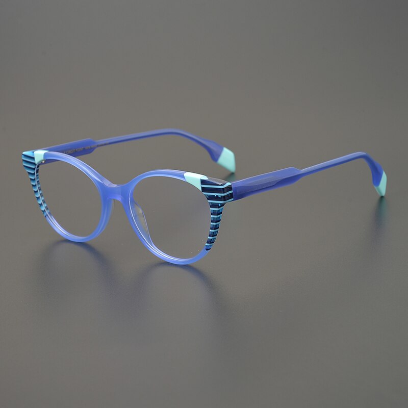 Gatenac Unisex Full Rim Small Round Acetate Eyeglasses Gxyj880 Full Rim Gatenac Blue  