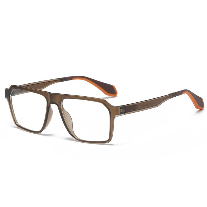 Hdcrafter Men's Full Rim Square Tr 90 Titanium Sport Eyeglasses 02004 Full Rim Hdcrafter Eyeglasses Tea  