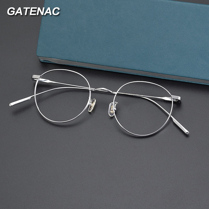 Gatenac Unisex Full Rim Round Titanium Eyeglasses Gxyj1011 Full Rim Gatenac   