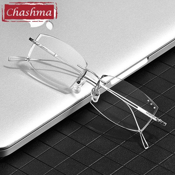 Chashma Unisex Rimless Diamond Cut Titanium Frame Eyeglasses 013 Rimless Chashma   