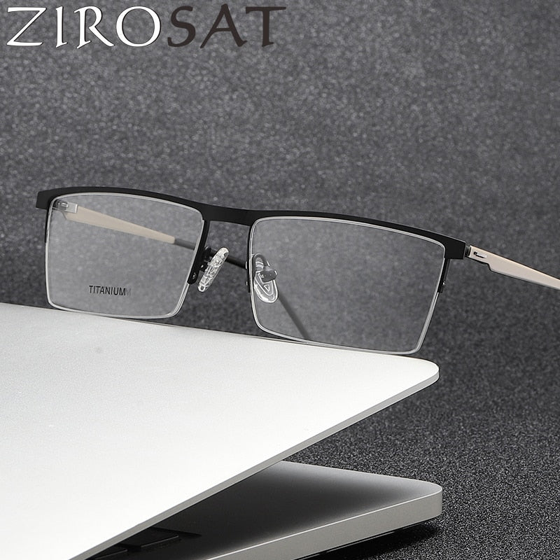 Zirosat Men's Semi Rim Square Titanium Eyeglasses P8826 Semi Rim Zirosat   