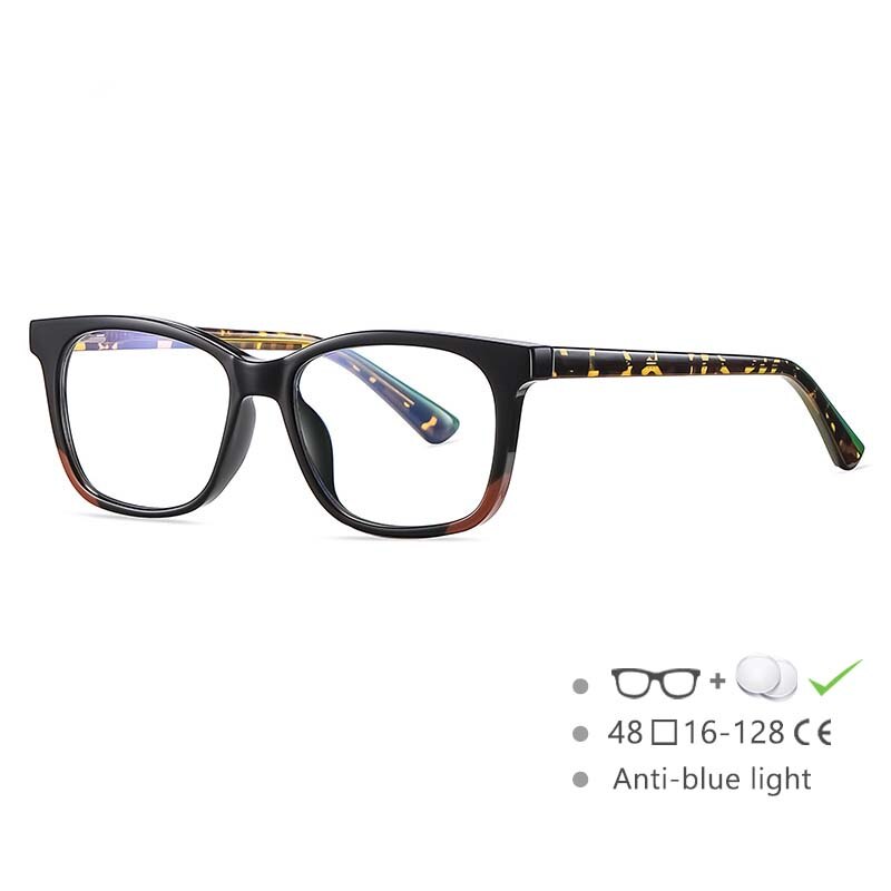 CCSpace Youth's Unisex Full Rim Square Tr 90 Titanium Frame Eyeglasses 54523 Full Rim CCspace China black 